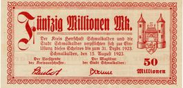Schmalkalden 50 Mil.Mark 15.08.1923 VZ+-VZ++