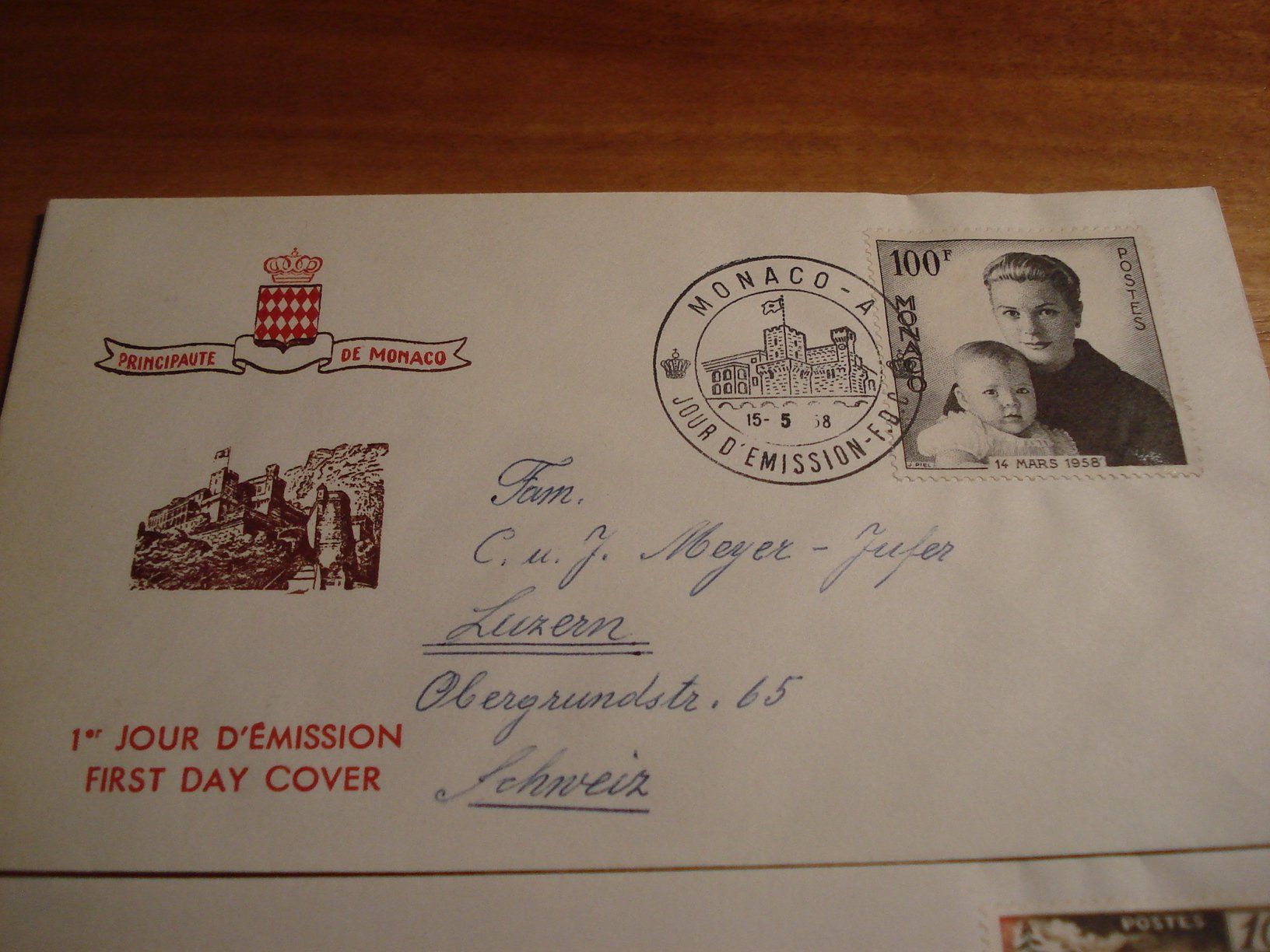 Tous les timbres: Monaco, 2 alte FDC 1958, gelaufen – D'occasion à Niederwil AG par morostahu 1