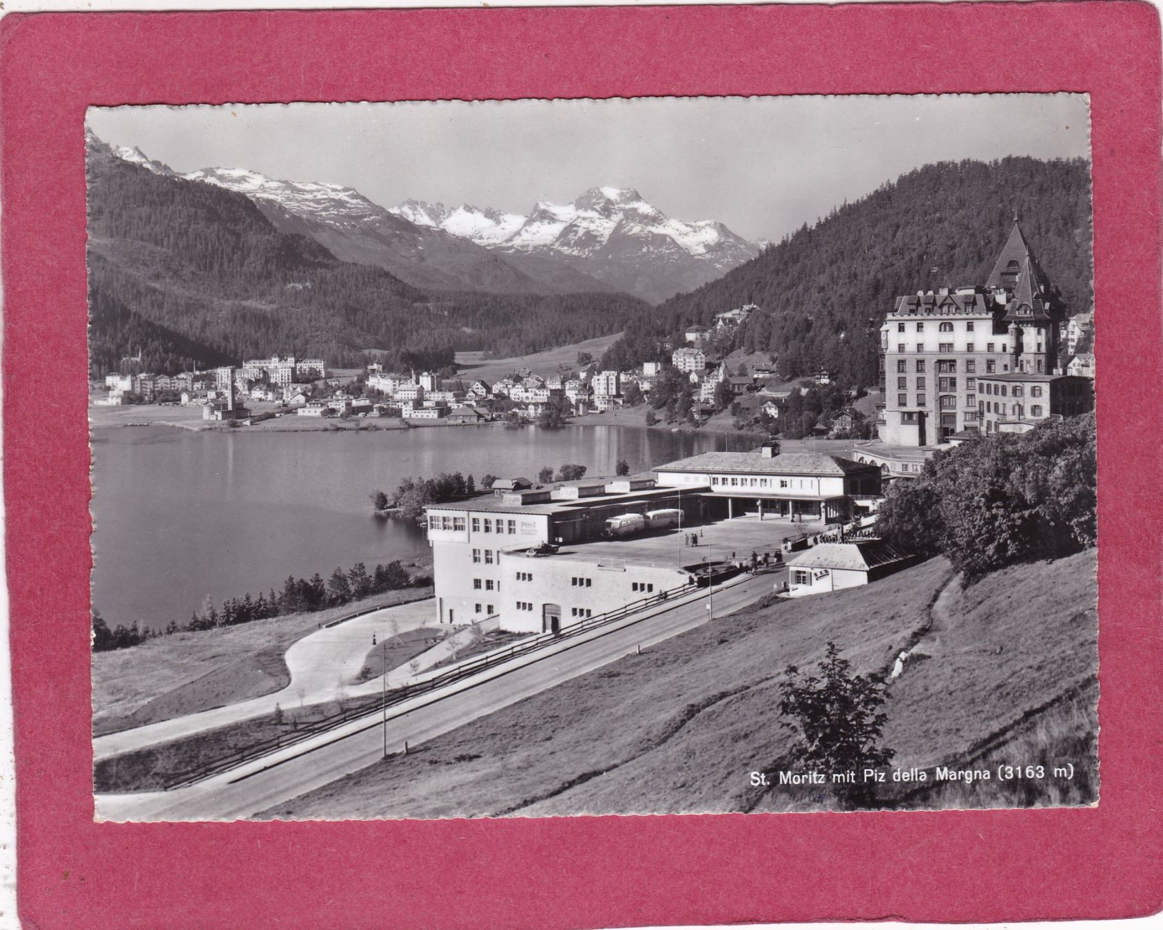Ansichtskarten: St. Moritz mit Piz della Margna 1956 – Gebraucht aus Herisau von Lisegrat2008
