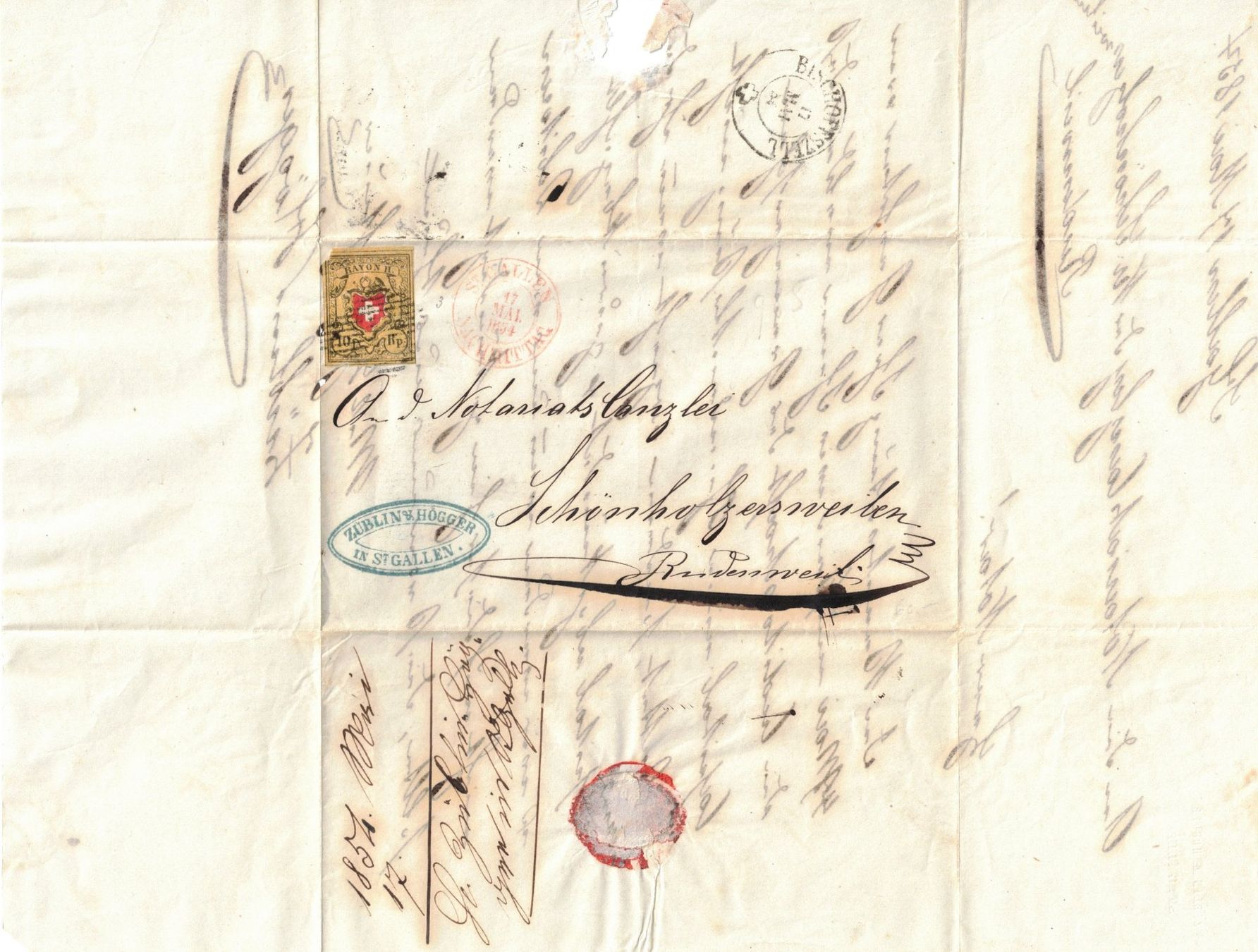 Alle Briefmarken: Rayon II Faltbrief von 1854 – Gebraucht aus Laufenburg von Chris01032 2