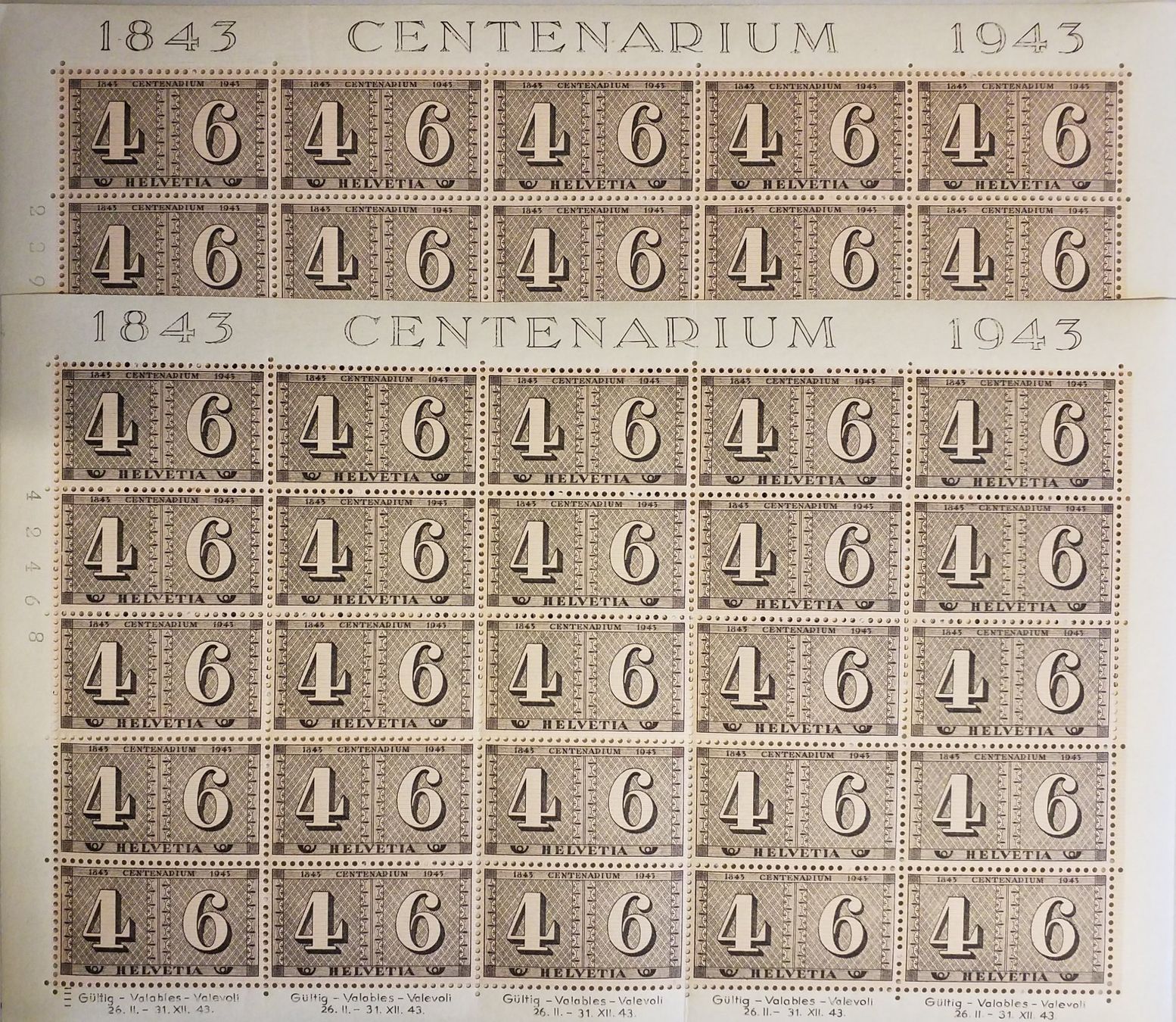 Tous les timbres: 2x, 258 im Bogen mit Abart postfrisch Kt. 100.-++ – Neuf (Voir description) à Baden par Eggi 1