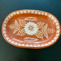 Rustikale Servierplatte, handbemalt, vintage, Ø 23 cm