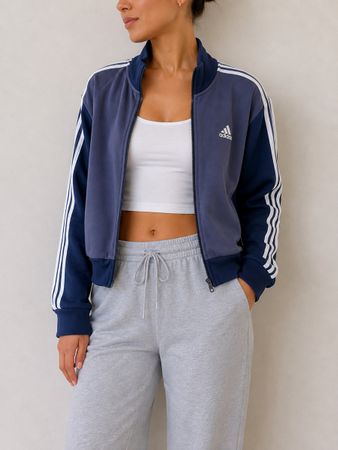 Adidas Trainingsjacke Damen Blau mit 3-Streifen