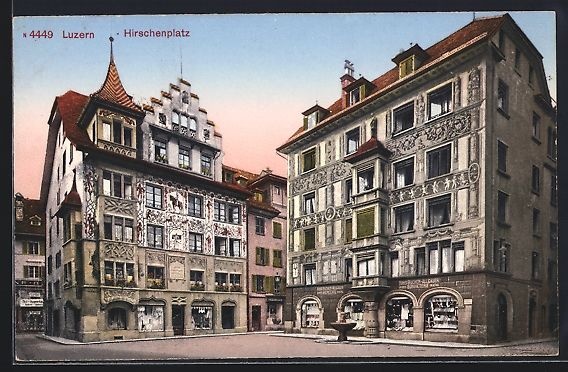Cartoline postali: Luzern, Abendstimmung am Hirschenplatz – Usato da Berlin venduto da bartko-reher