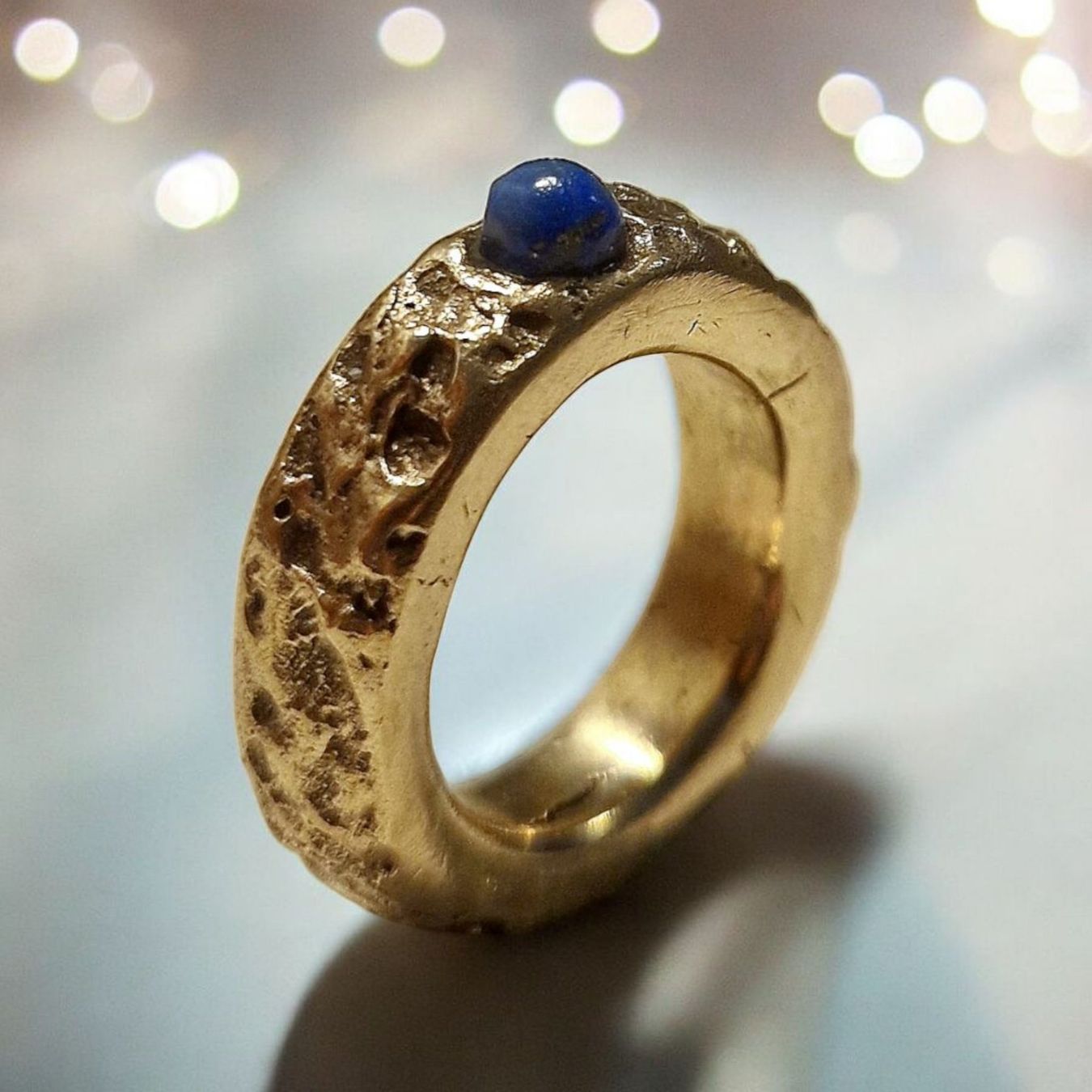 Ringe: Naturstyle-Ring Bronze, selbstgeschl. Lapislazuli, Gr. 54 – Neu und originalverpackt aus Aarau von Schmuckhoehle_MD 7
