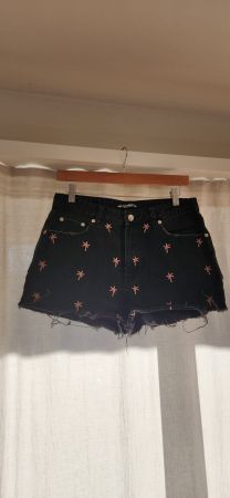 Schwarze Jeansshorts mit Palmen - Gr. 40 🌴☀️
