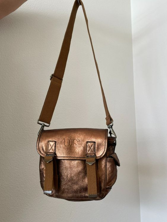 Sac Besace Petit Cuir, Rose métallisé - Sac U.S