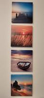 Set aus 4 Leinwandbildern Sonnenuntergang Meer Deko 30x30cm