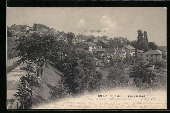 Cartoline postali: AK St. Aubin, Vue generale, 1905 – Usato da Berlin venduto da bartko-reher