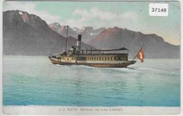 Lac Leman - Bateau-salon "Lausanne" Dampfschiff - Litho