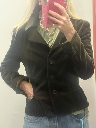 Olive Samt Blazer  St Emile,  olive lässig Gr.36