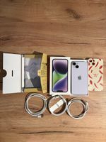 Apple iPhone 14 128 GB Violett | OVP | Zubehör | 83 % Akku
