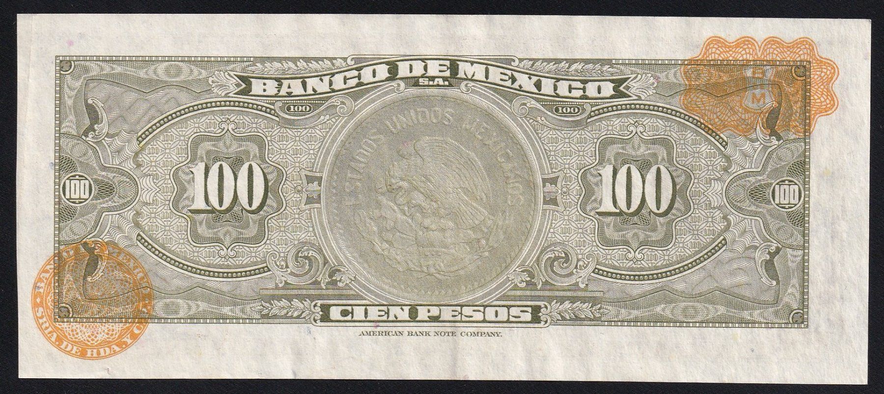 Banknoten: Mexiko 100 Pesos 1973 – Gebraucht aus Brugg AG von banknoten_muesli 1