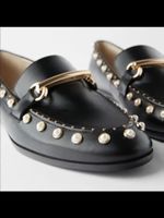ZARA🖤 micro Studded à perles moccassins loafers 37