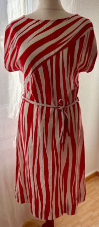 Vintage! Rot-weisses Kleid, Sommerkleid Baumwolle & Leinen
