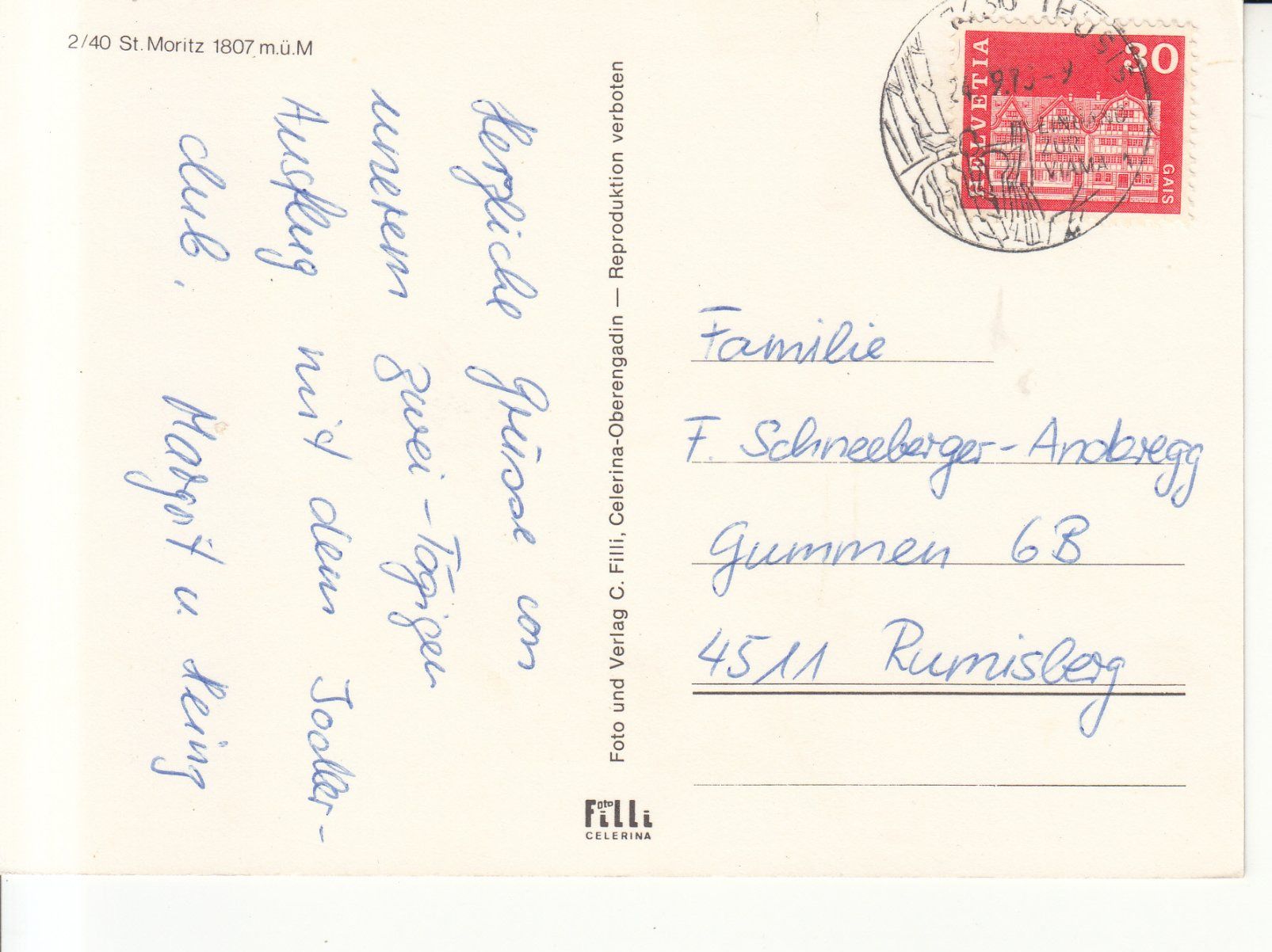 Cartoline postali: St. Moritz 1973 – Usato da Bürglen TG venduto da StampGraf 1