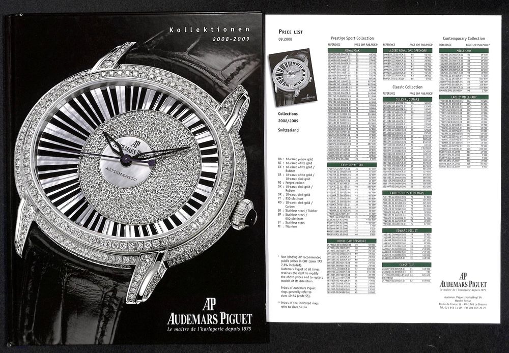 Katalog + Preisliste AUDEMARS PIGUET Kollektionen 20082009 Kaufen