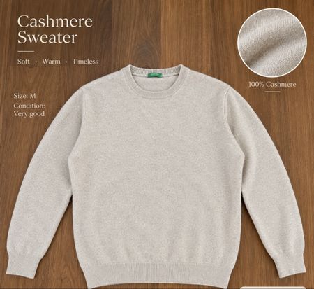 Benetton Cashmere Sweater beige size M very good condition