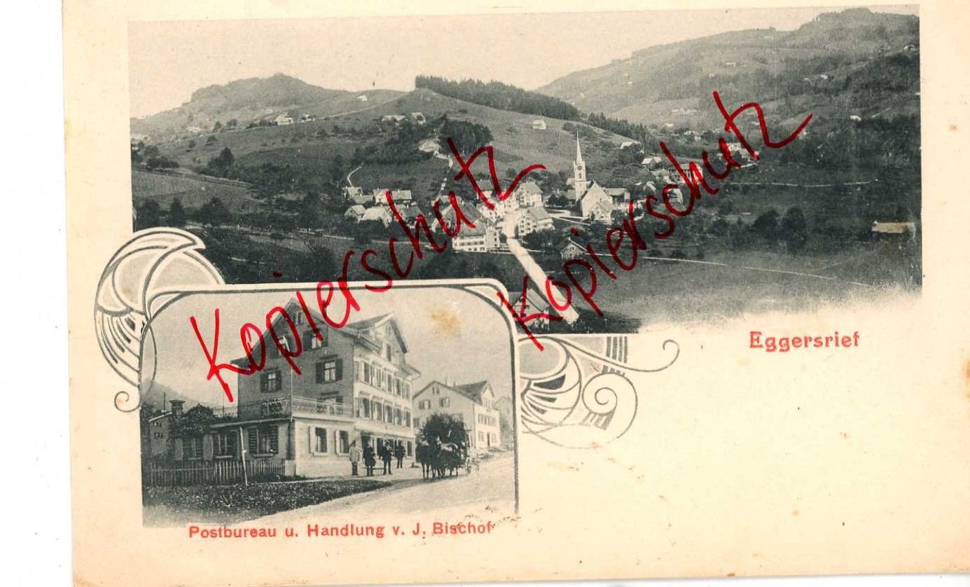 Cartoline postali: Eggersriet Postbüreau Handlung Rasierklingenstempel 1908 – Usato da Dallenwil venduto da montem63