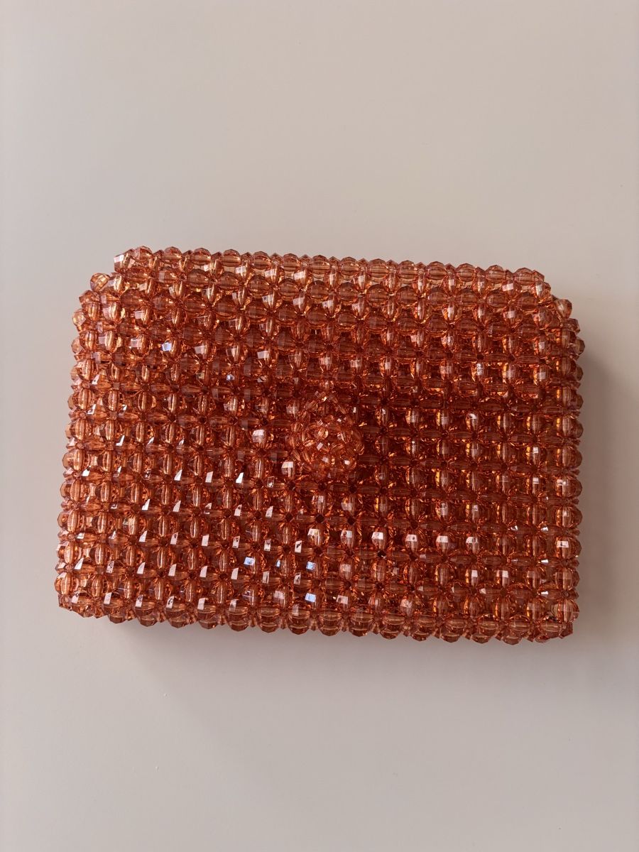 Taschen für Damen: Handmade Perlen-Handtasche, Orange/Braun – Neu (gemäss Beschreibung) aus Horgen von tha_h6cv 1