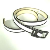 Gürtel Leder L schmal weiss-dunkelbraun ITALY VINTAGE 1960s