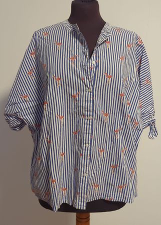Sommerliche Bluse gestreift mit Flamingos, Grösse S