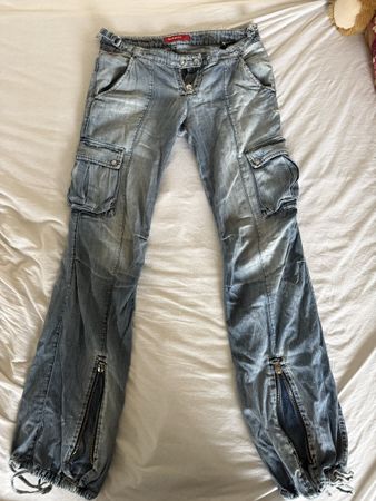 Miss Sixty Cargo Jeans blau mit Reissverschluss Gebraucht