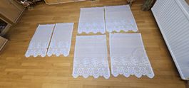 6 Stk. Vintage-Spitzengardinen, weiss, für den Frühling