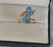 Bague or 750 deux pierres bleues taille 52