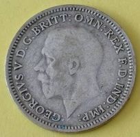 3 Pence Münze - King Georg V. - England 1932 - Silber Münze