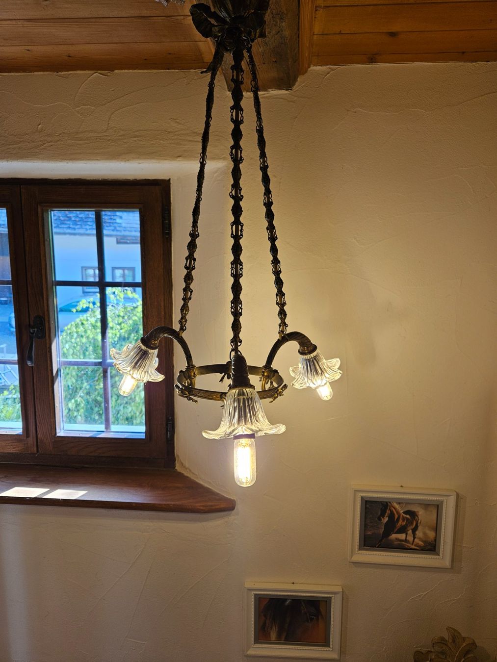 Lampadari & plafoniere: Messing Jugendstil Kronleuchter Deckenlampe – Usato da Gränichen venduto da Zmoonlight 1
