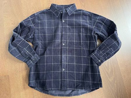 Dunkelblaues Uniqlo Kordhemd, kariert, XL