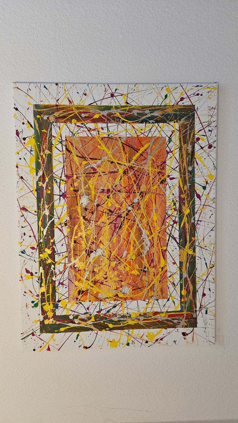 Gemälde: Tableau abstrait unique, couleurs chaudes, printemps! – Neu (gemäss Beschreibung) aus Le Locle von fab_c9hh