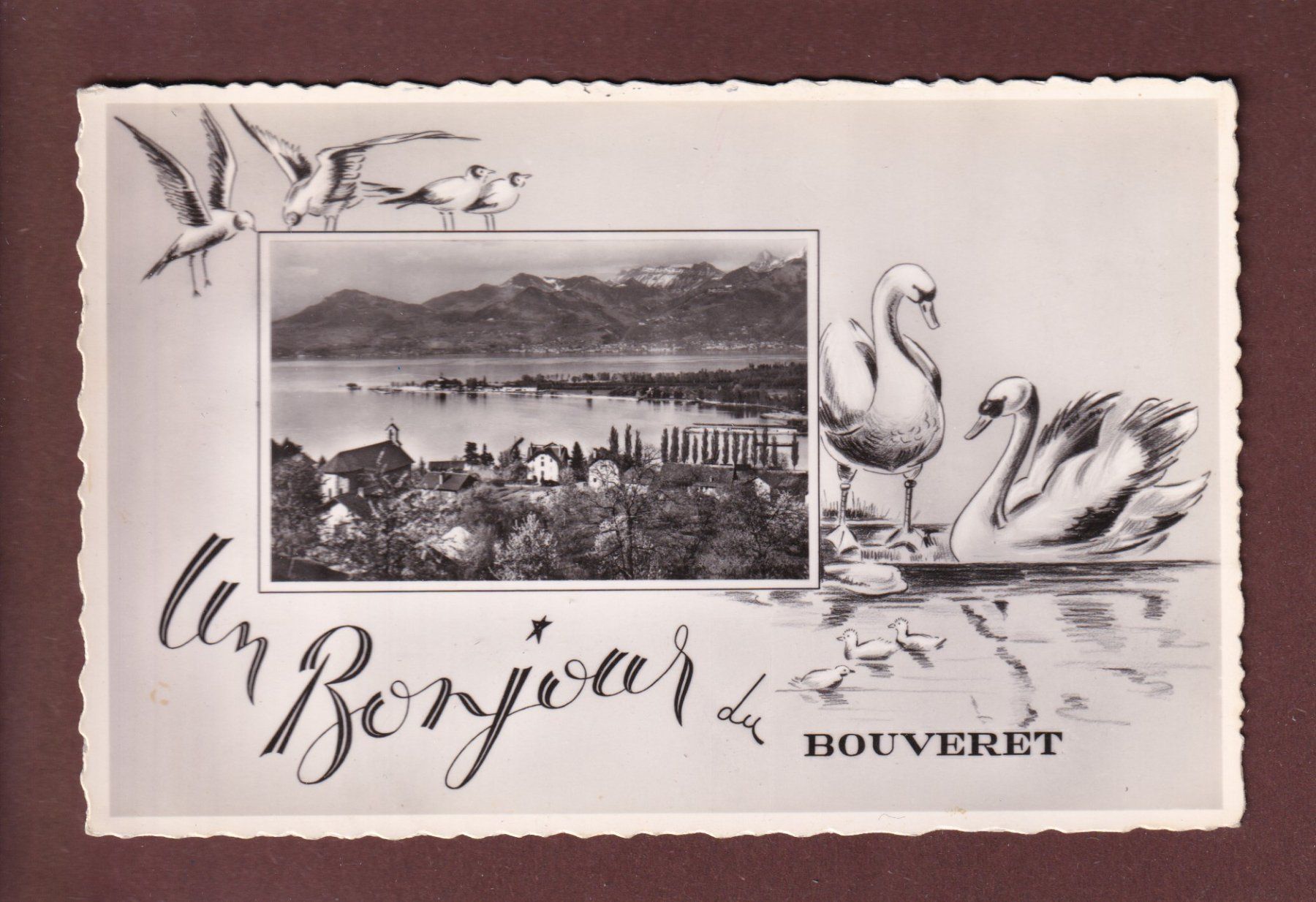 Ansichtskarten: Un Bonjour du BOUVERET - 1955 – Gebraucht aus Pully von nicecards