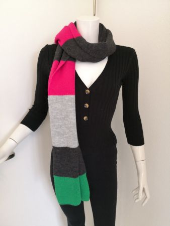 🤩STRICK-SCHAL ANTRAZIT & GRAU & GRÜN & PINK