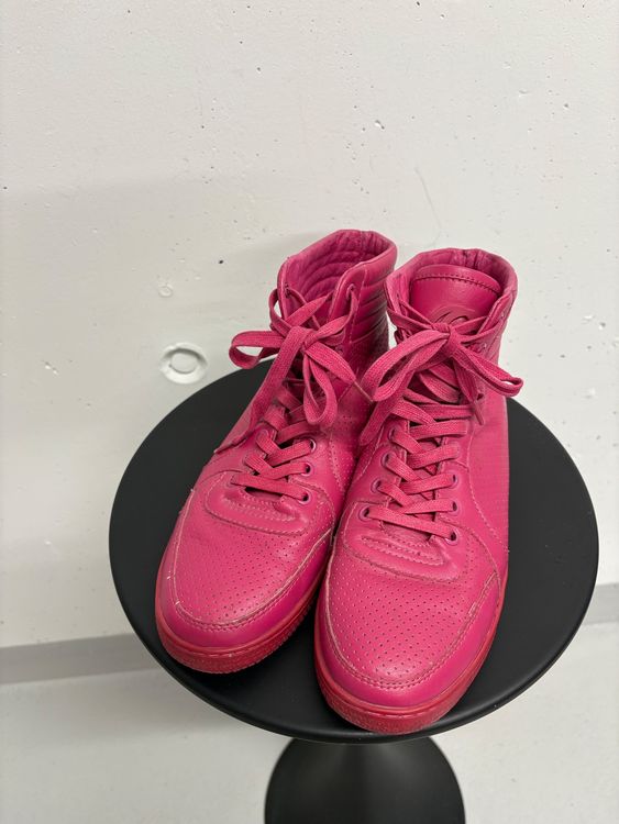 Gucci High Top Sneaker aus Leder Pink 38 (Gebraucht) in
