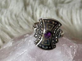 Vintage Silberring 925 mit lila Stein