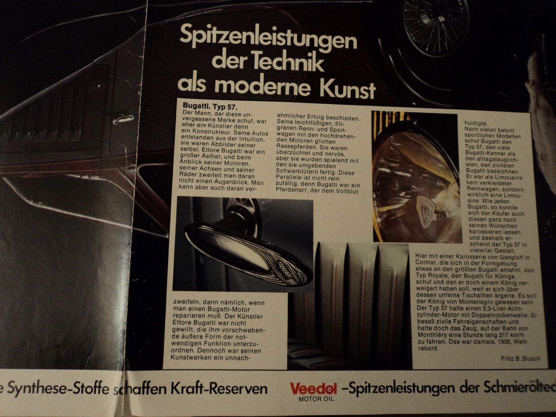 Documenti: Prospekt Poster  Bugatti Typ 57 VEEDOL – Usato da Schwarzenburg venduto da modelCARama 3