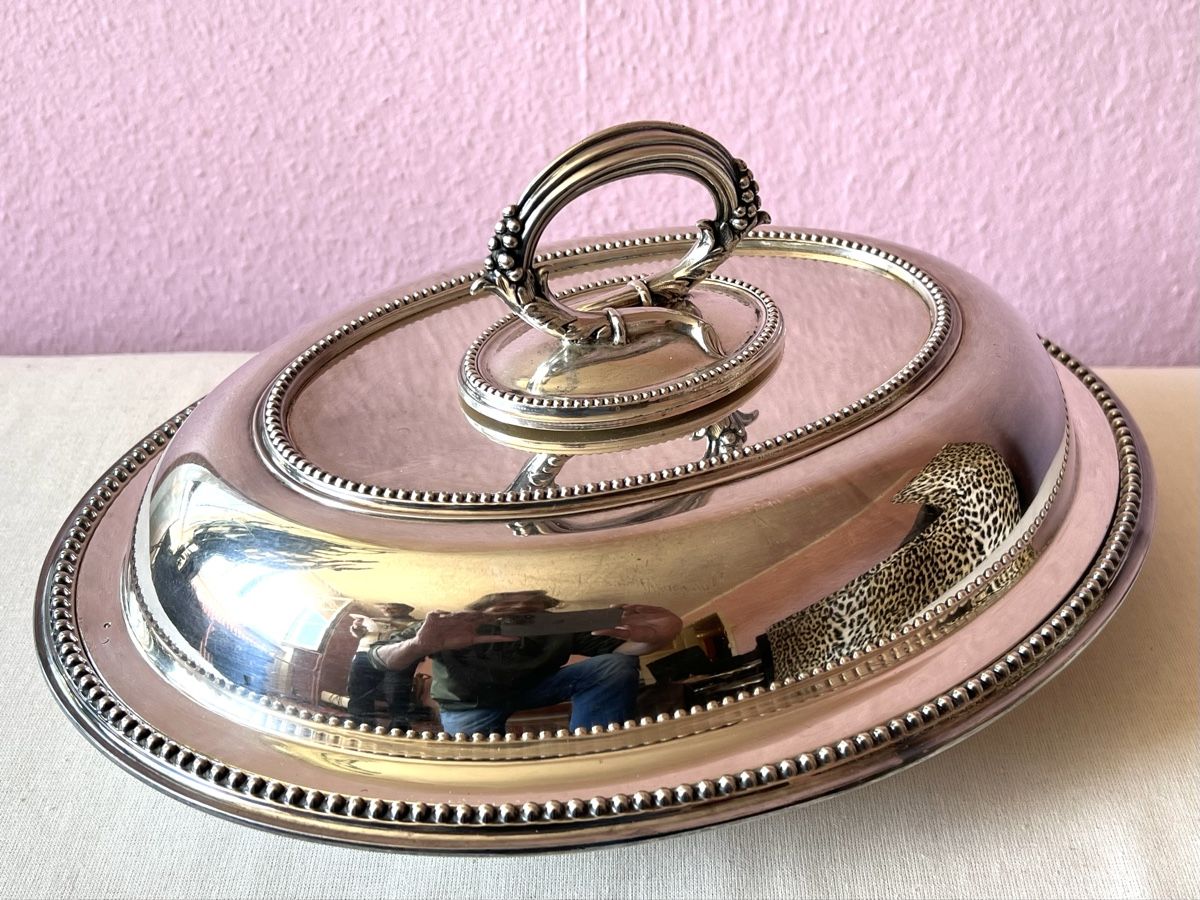Ciotole: Antike Silber-Servierschale mit Deckel – Usato da Zürich venduto da juergarno