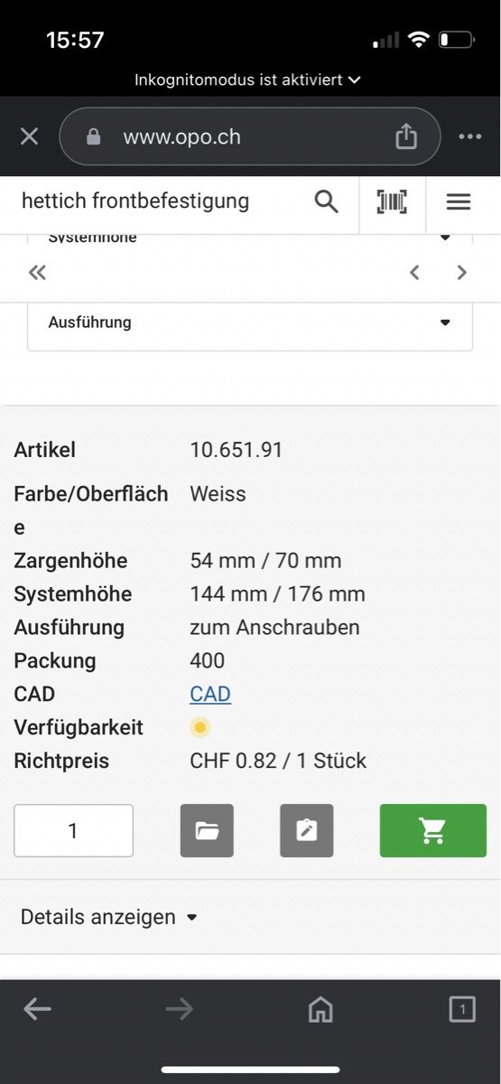 Hettich Ferramenta: Hettich Innotech Frontbefestigung 1 Pack – Nuovo (secondo la descrizione) da Horgen venduto da Rokes 3
