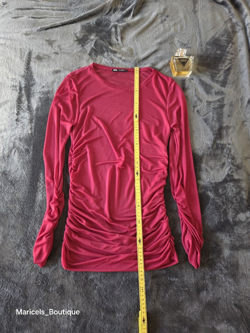 Zara Top: ZARA Langarmshirt Pink Grösse M Mesh Ruched – Usato da Winterthur venduto da Maricels_Boutique 2