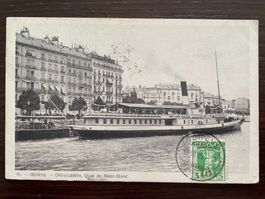 GENÈVE Débarcadère, Quai du Mont-Blanc, Bateau à vapeur 1908
