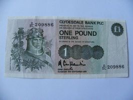 Scotland Clydesdale Bank 1 Pound 1987, P-211d, Top Zustand