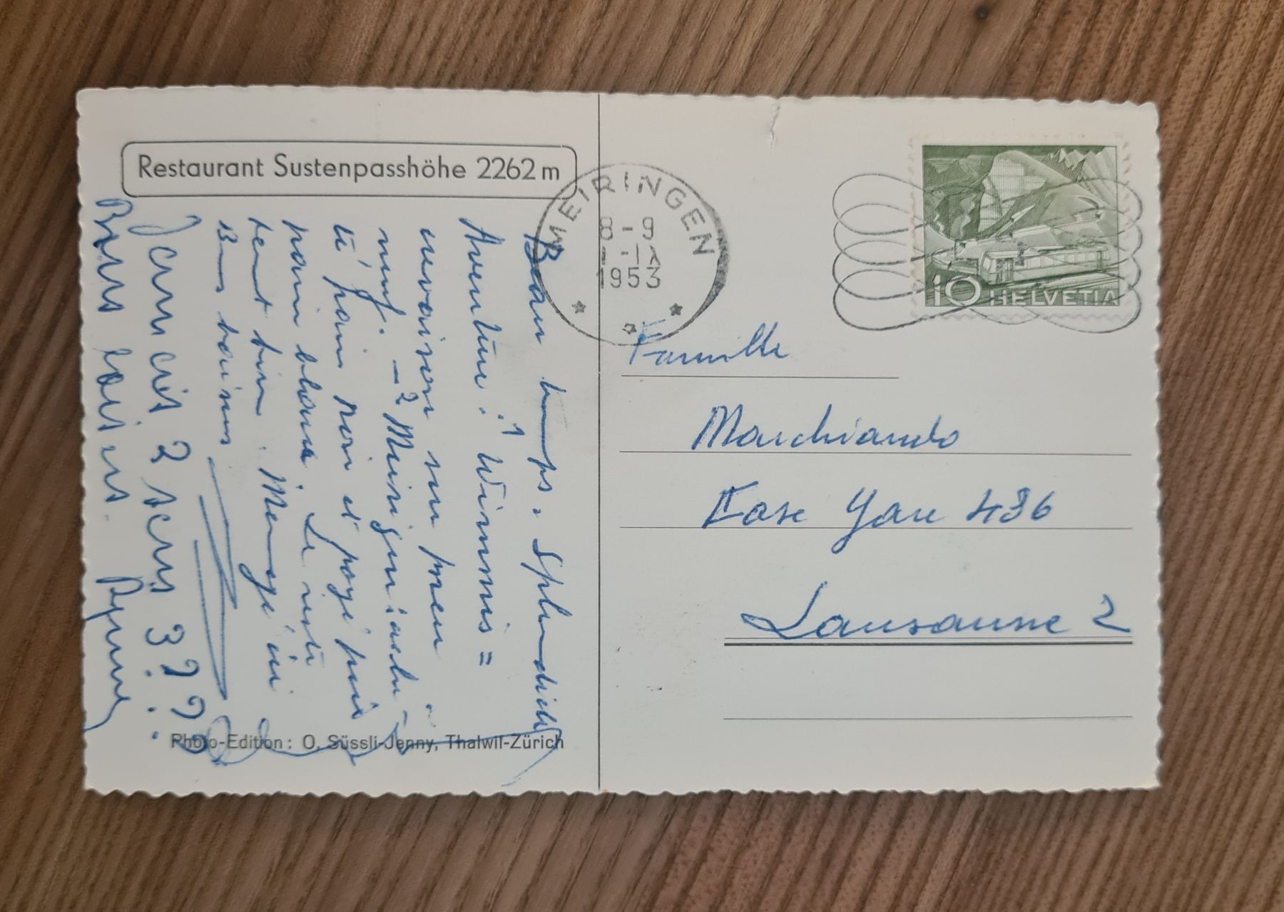 Cartoline postali: Restaurant Sustenpasshöhe 1953 – Usato da Ebikon venduto da Donar50 1