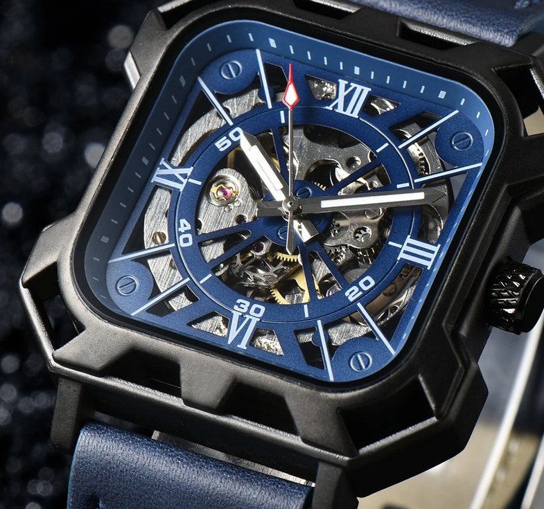 Uhren: Automatikuhr mit blauem Lederarmband Gerliata – Neu und originalverpackt aus Lausanne von WATCH-WORLD