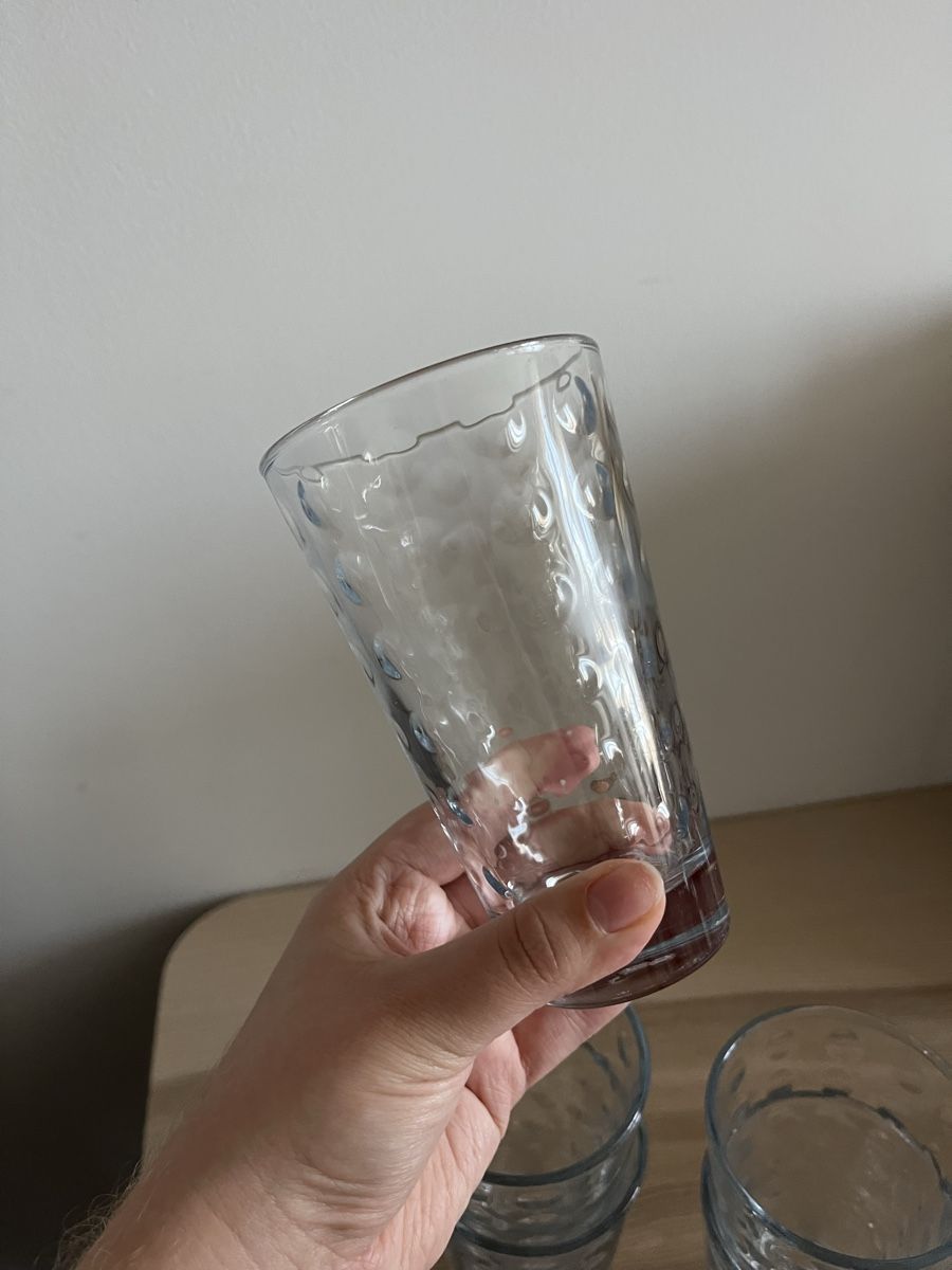 Bicchieri: Set of 5 drinking glasses clear textured pattern used – Usato da Wollerau venduto da m.meryem 1