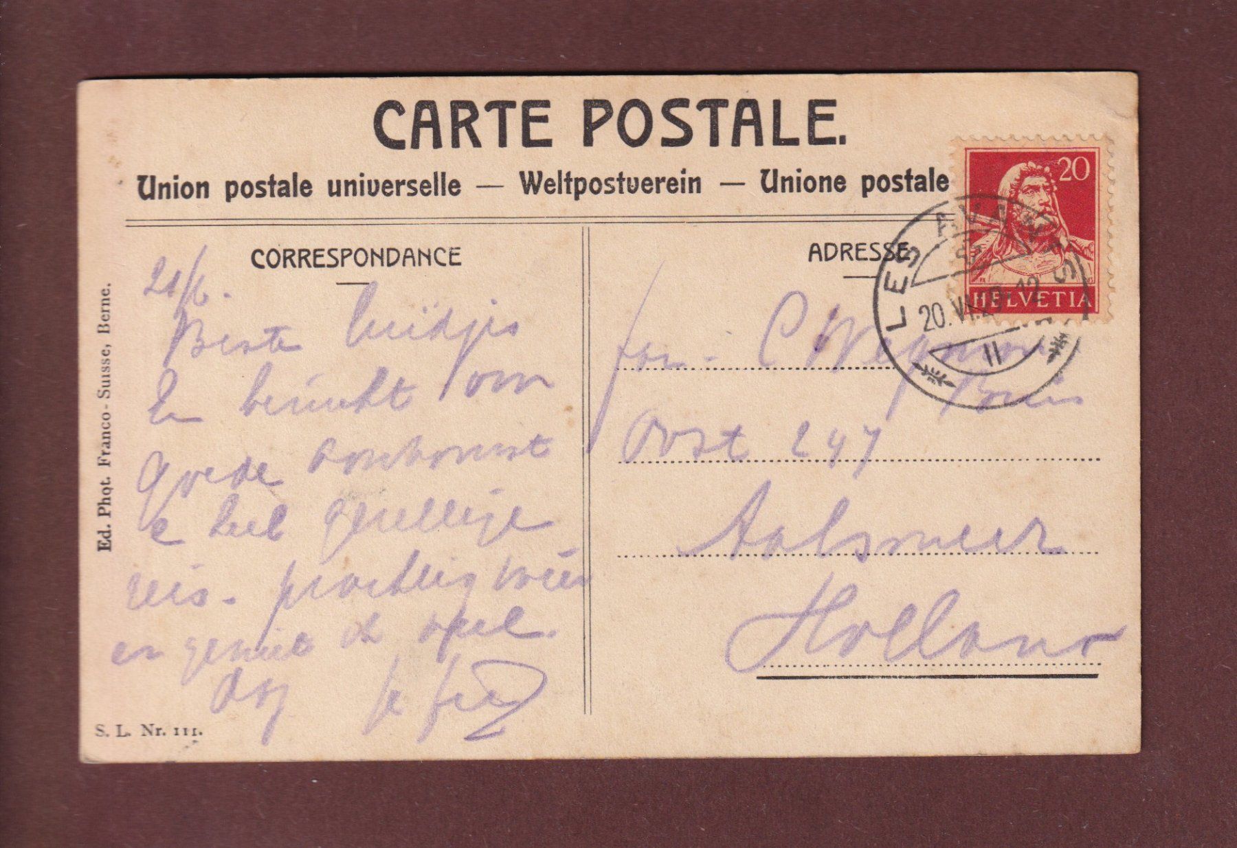Cartoline postali: LES AVANTS - Col de Sonloup - Café - 1929 – Usato da Pully venduto da nicecards 1