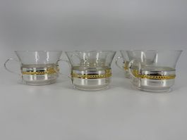 5 VintageTeegläser/ Kaffeegläser mit Silber- und Goldrand
