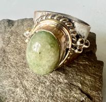Vintage Boho Ethno Statement-Ring XL Aventurin-Cabochon G 58