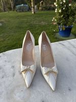 Escarpins Dior cuir blanc avec nœud taille 36.5 